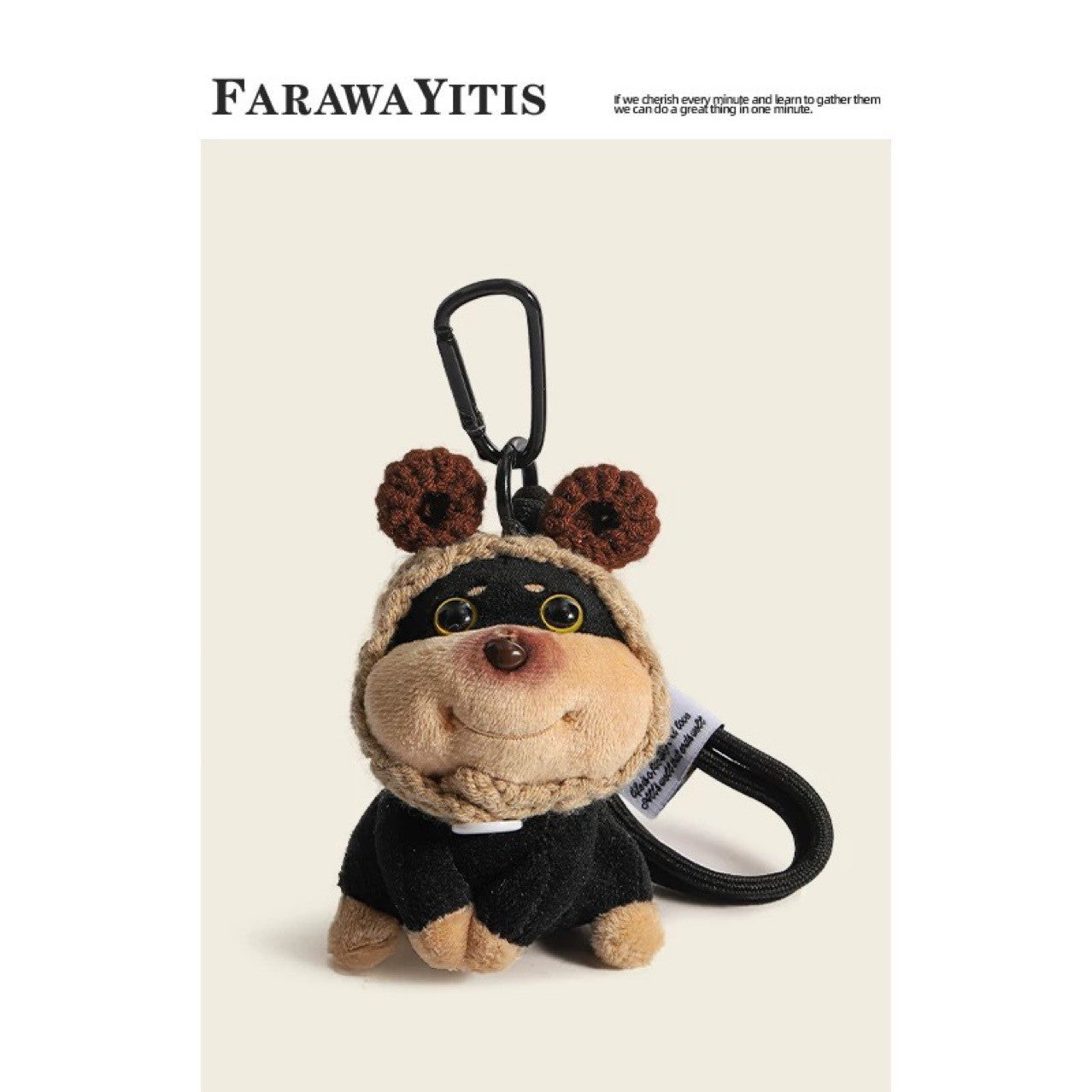 Bee Puppy Bag Charm & Keychain - Adorable Girls' Plush Backpack Decor Toy