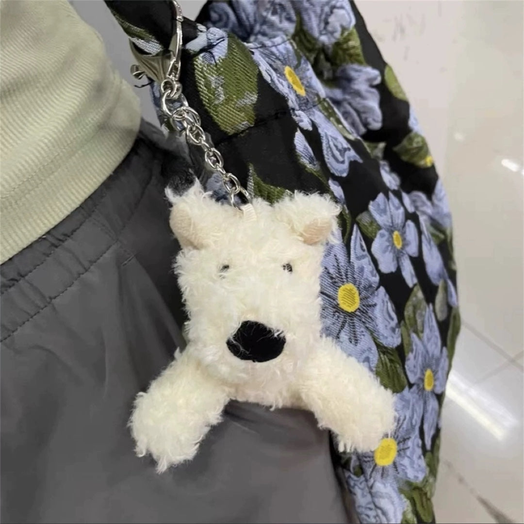 Cute Westie Plush Charm Keychain & Bag Decor – Playful Puppy Figurine