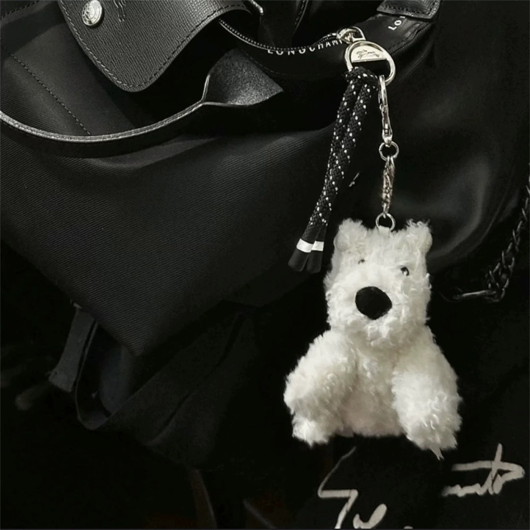 Cute Westie Plush Charm Keychain & Bag Decor – Playful Puppy Figurine